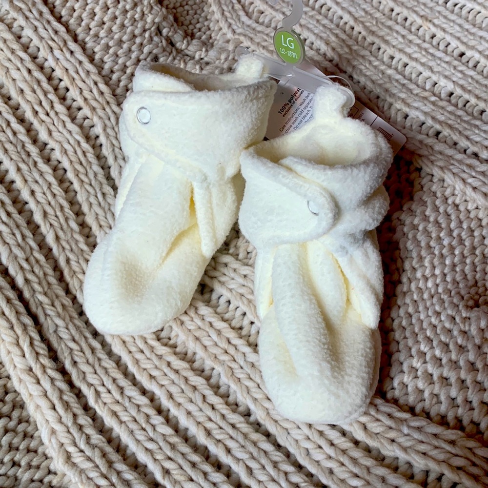 12-18 month super soft booties cream NWT